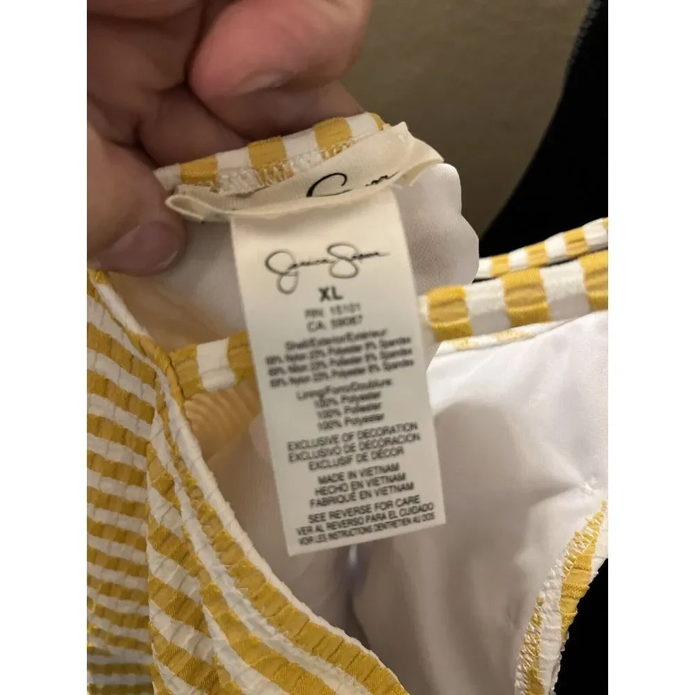 $108 Jessica Simpson V-Neck‎ Tie-Shoulder One-Piece Swimsuit Goldie Size XL
